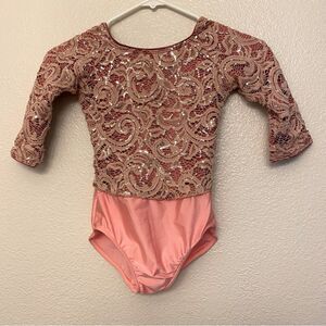 Revolution Dance Costume leotard mauve dusty rose pink lace RC19779 child MC